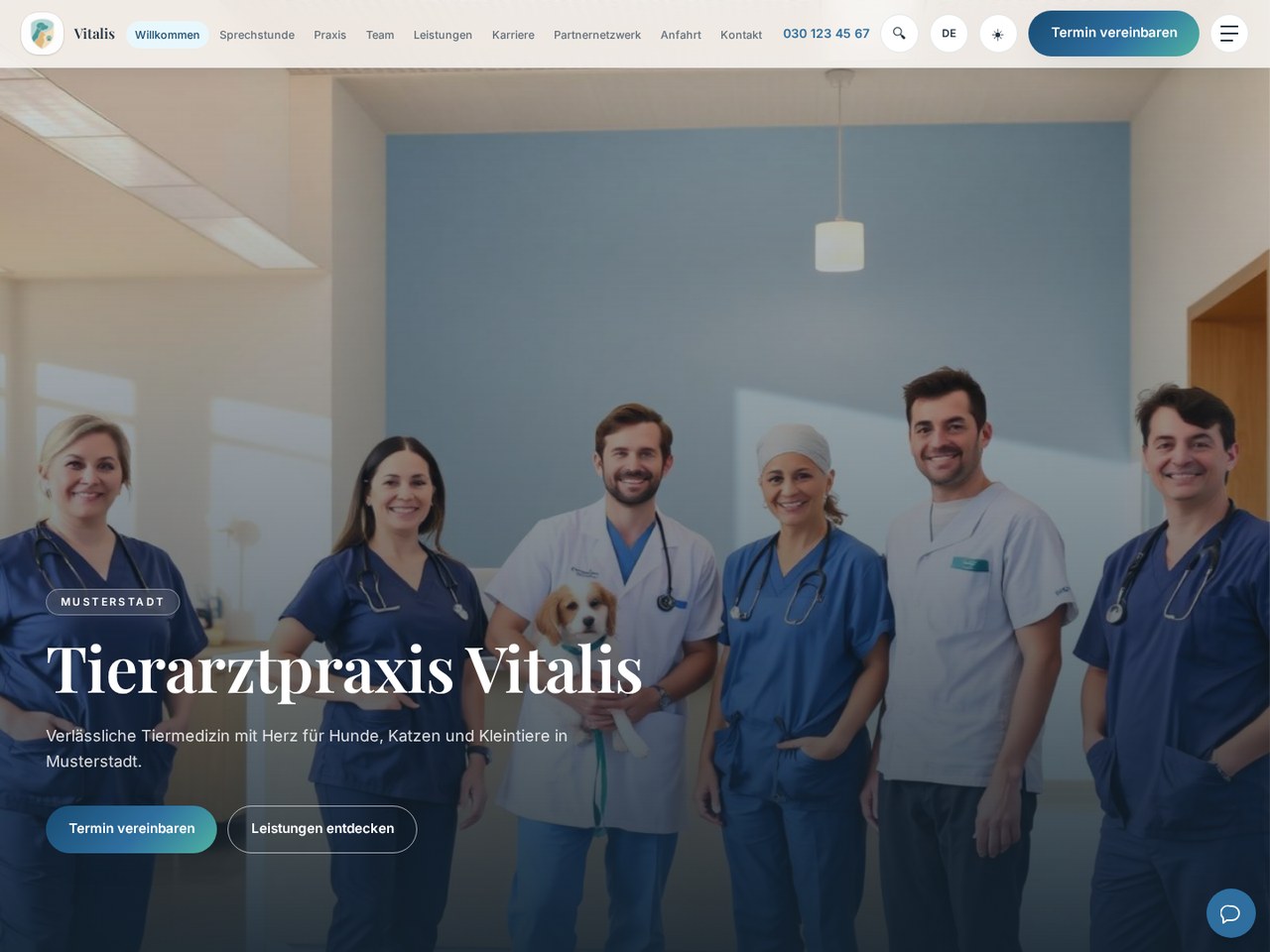Website-Projekt für Premium Vet Glow