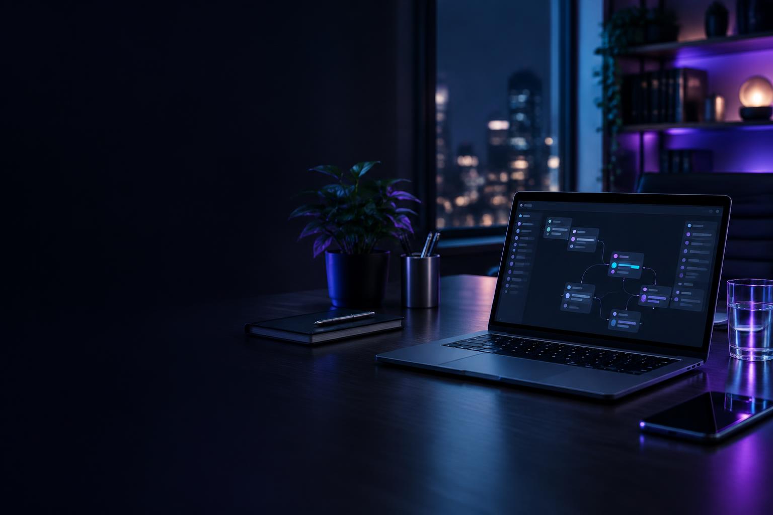 Arbeitsplatz mit einer digitalen KI-Automatisierung