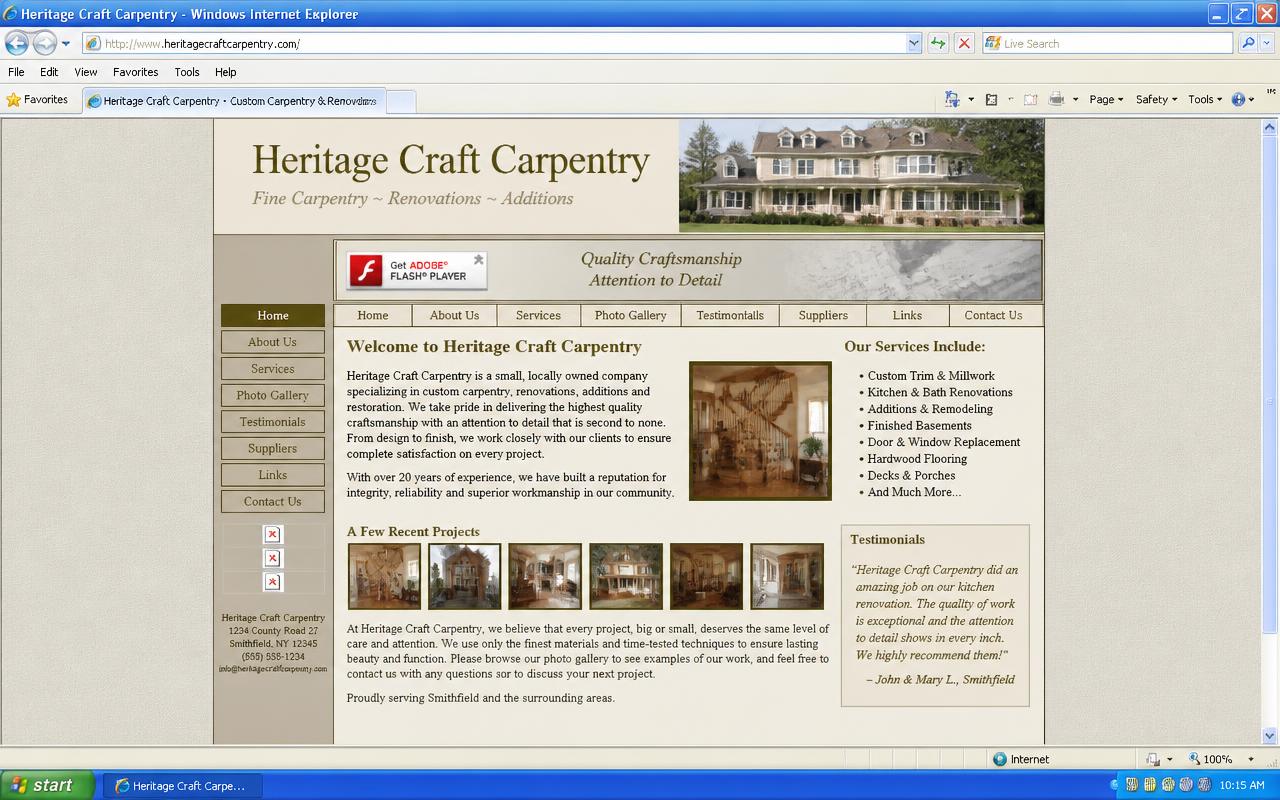 Veraltete Handwerker-Website vor dem Redesign